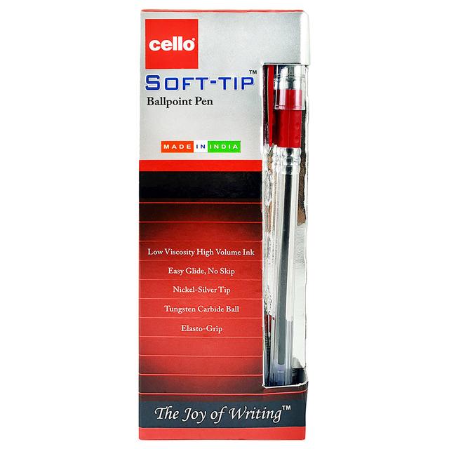 Cello - Soft Tip Red Ball Pen 0.7mm - 12pcs