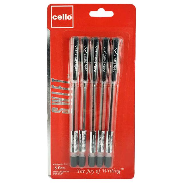 Cello - Ball Pen Swift 0.7mm Black Pack of 5