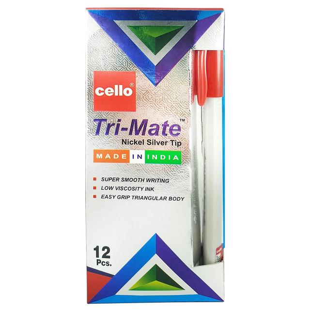 Cello - Ball Pen Trimate 1.0 mm Red Pack of 12