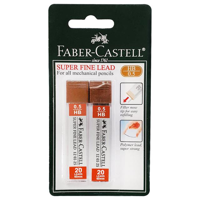 Faber-Castell - Super Fine Leads 0.5mm HB Pack of 2 - 20pcs