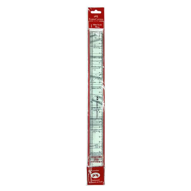 Faber-Castell - Plastic Slim Ruler 12'' - Clear