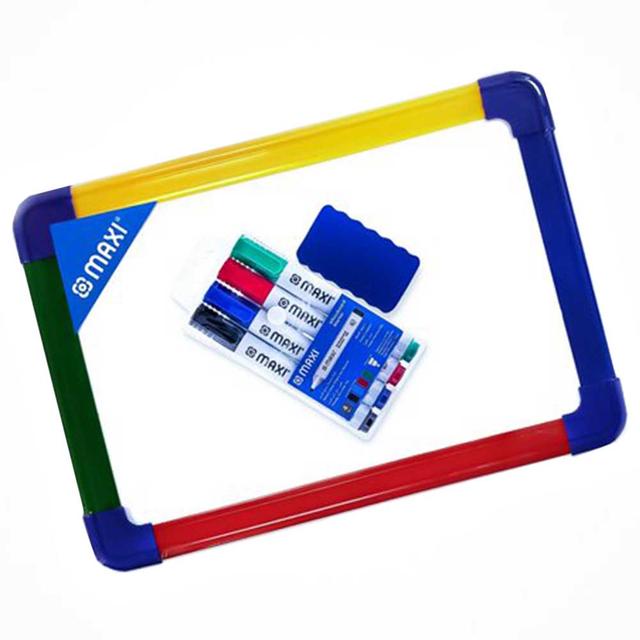 Maxi - 2 Sided Dry-Wipe Whiteboard + 4 Markers + Dry Wipe Eraser