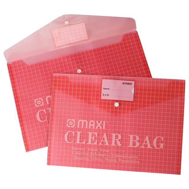 Maxi - Fool Scap Clear Bag w/ Name Card - Red