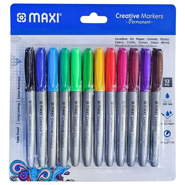 Maxi - Creative Permanent Marker - Assorted 12Pc