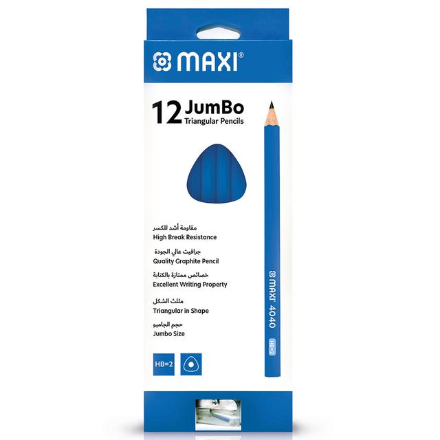 Maxi - 12 Jumbo Classic Black Lead Triangular Pencils 