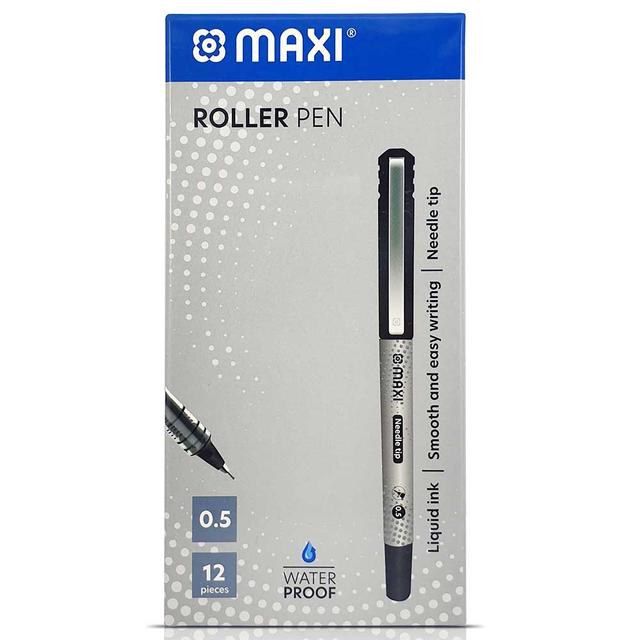 Maxi - Roller Pen 0.5 mm Needle Tip 12Pcs - Black