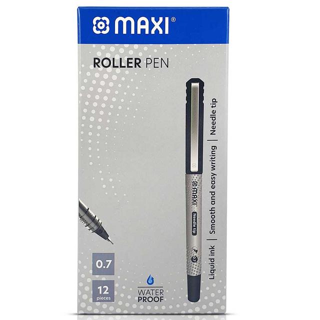 Maxi - Roller Pen 0.7 mm Needle Tip 12Pcs - Black