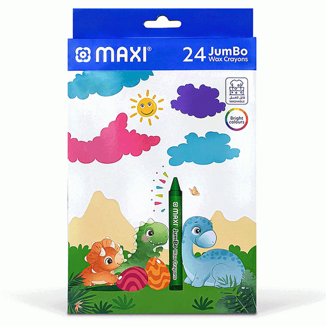 Maxi - 24 Colour Washable Wax Crayons