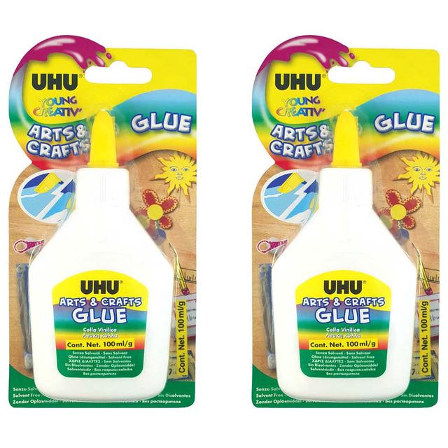 UHU - Pack of 2 Arts & Crafts White Glue Bottle 100ml