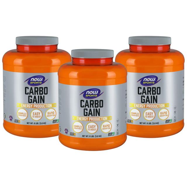 Now Sports, Carbo Gain Powder 8 Lbs Pack of 3