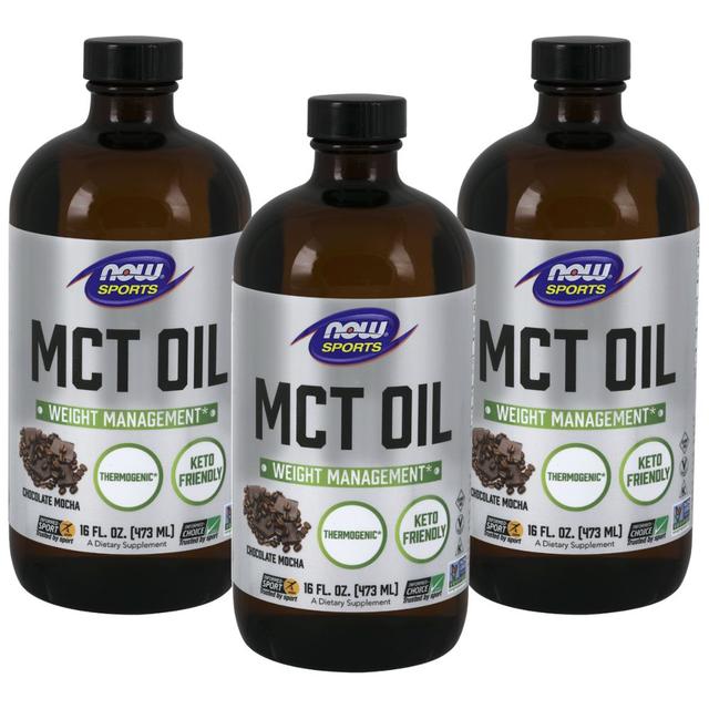 Now Sports, Mct Oil, Chocolate Mocha 16 Fl. Oz. Pack of 3