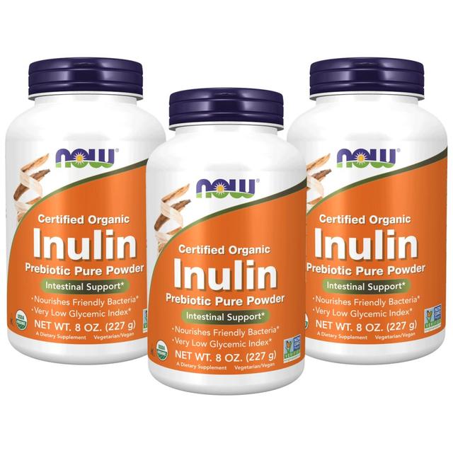 Now Foods Organic Inulin Prebiotic Pure Powder 8oz Pack of 3