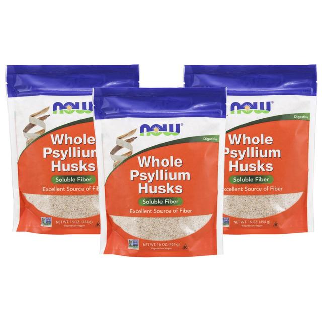 Now Foods Psyllium Husk Powder, Whole 454 grams Pack of 3