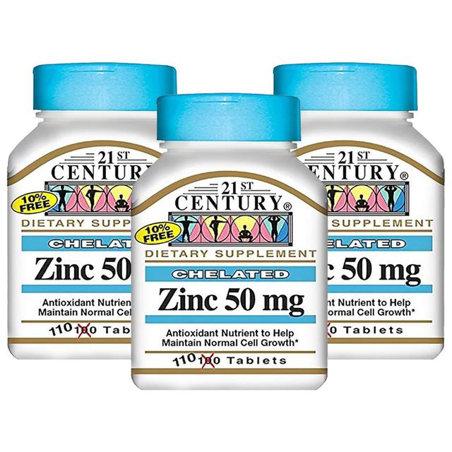 21st Century - Chelated Zinc 50mg 110 Tablets Pack of 3