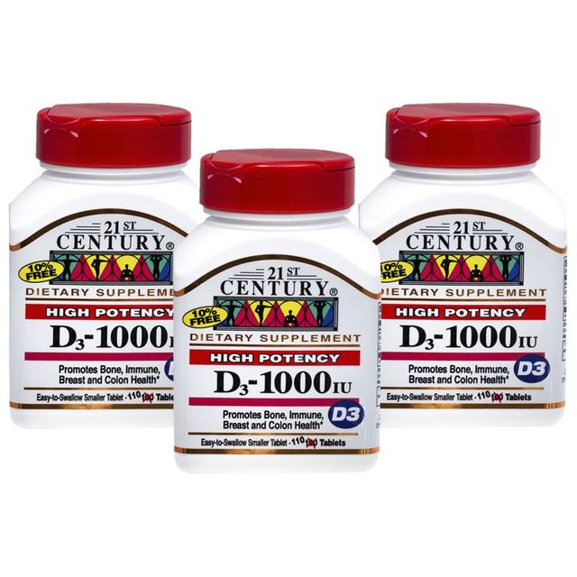 21st Century High Potency D3-1000 i.u. 110 Tablets Pack of 3