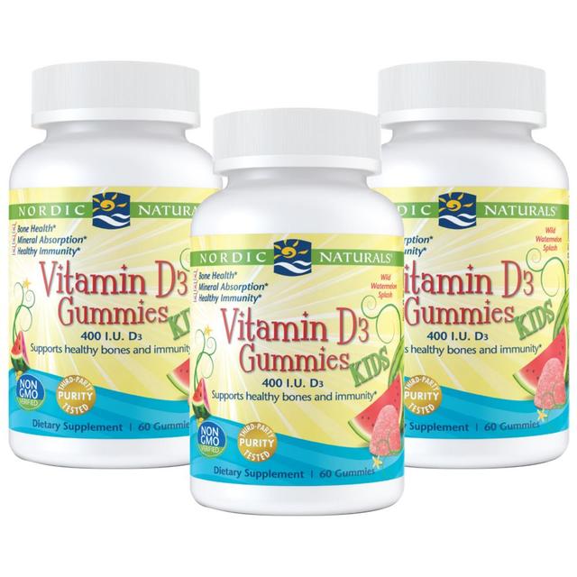 Nordic Naturals Vitamin D3 Gummies Kids 60 Gummies Pack of 3