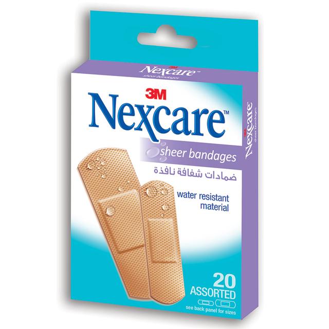 Nexcare - Sheer Water Resistant Bandages Assort. 20pcs/box