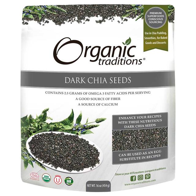 Organic Traditions Dark Chia Seeds 454G