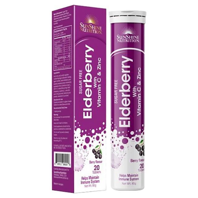 Sunshine Nutrition - Elderberry W/Vitamin C & Zinc Tablet 20