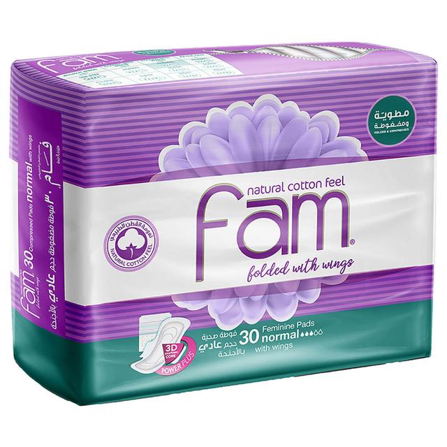 Fam Maxi Thick Folded With Wings Normal Sanitary Pads 30pcs