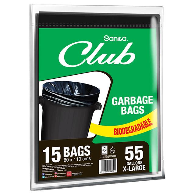 Sanita Club - Garbage Bags 55 Gallons X-Large 15 Bags