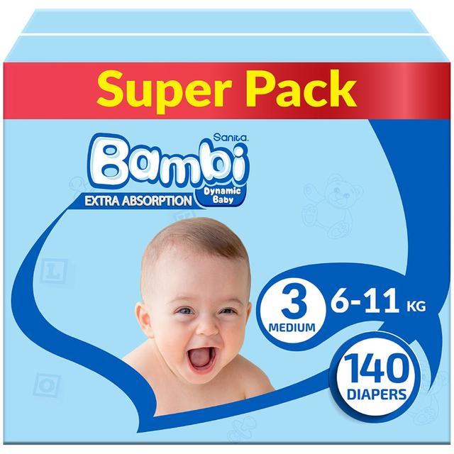 Sanita Bambi - Baby Diapers Super Pack Size 3 Medium 5-9 KG 140 Count