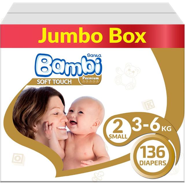 Sanita Bambi - Baby Diapers Jumbo Box - Size 2 - Small - 3-6 Kg - 136 Pcs