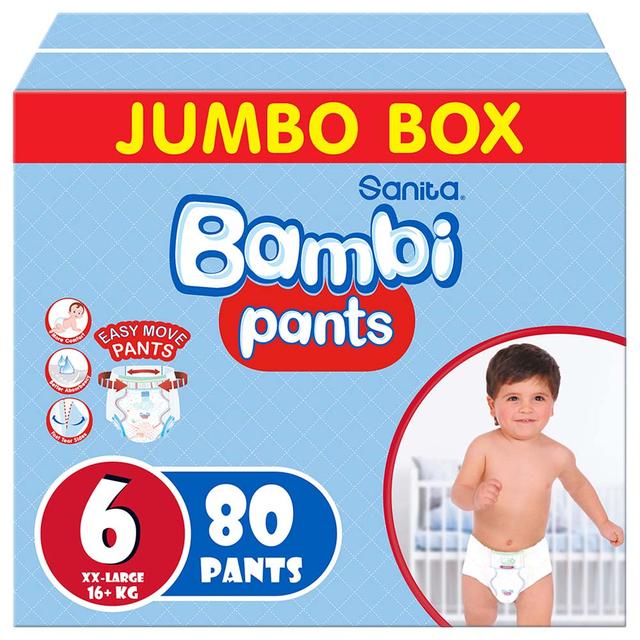 Sanita Bambi - Pants Jumbo Box Size 6 XXL +16 KG 80 Count