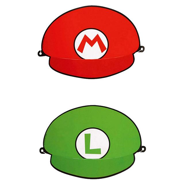 Amscan - Super Mario Hats 8pcs - Red & Green