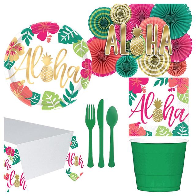 Party Center - Aloha Tableware Supplies For 8 Guests