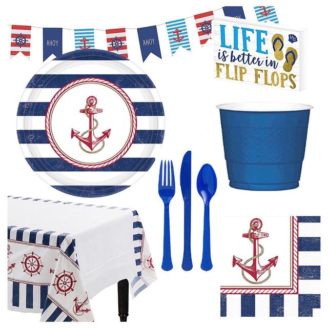 Party Center - Anchors Aweigh Tableware Supplies For 8 Guests