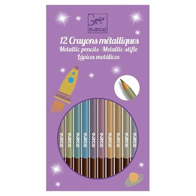 Djeco - Metallic Crayons 12pcs