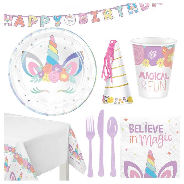 Party Center - Unicorn Tableware Supplies For 8 Guests