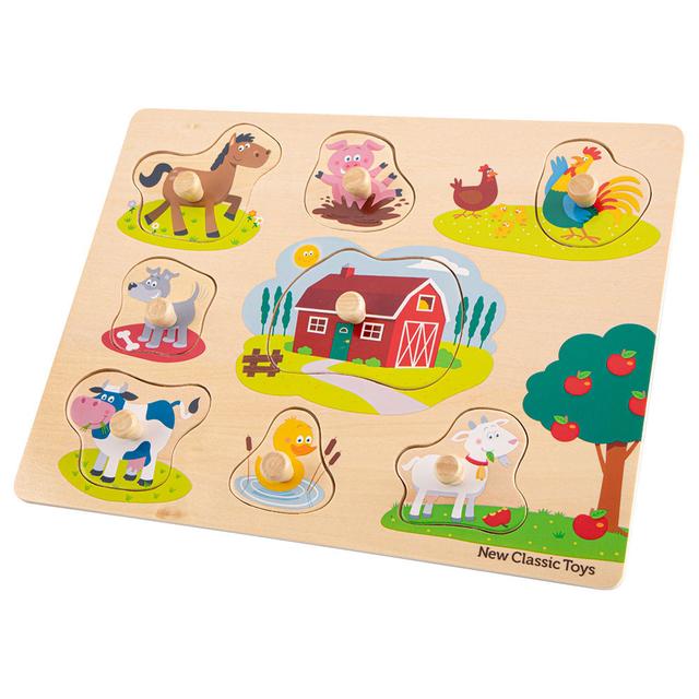 New Classic Toys -  Peg Puzzle - Farm - 8 pcs