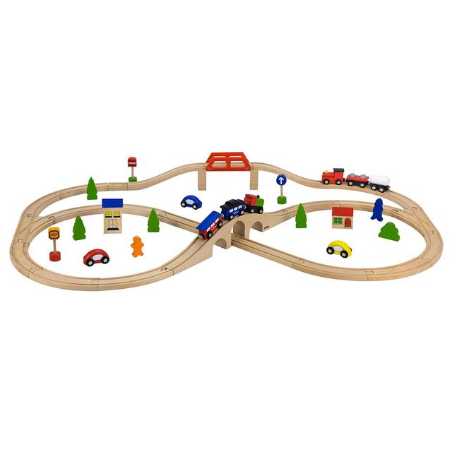 Viga - Wooden Train Set 49pcs