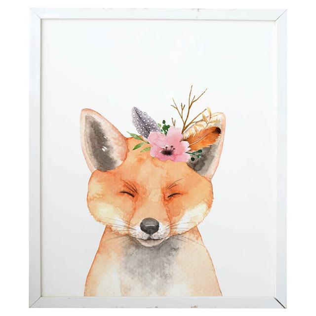 Paper Crew - Floral Watercolour Fox Wall Art Print