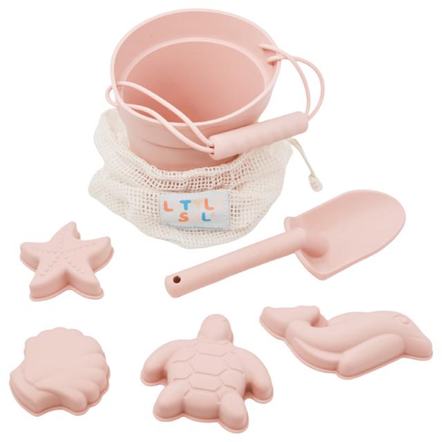 Little Sol+ - Silicone Beach Bucket & Spade - 6pc-Set - Pink Sand