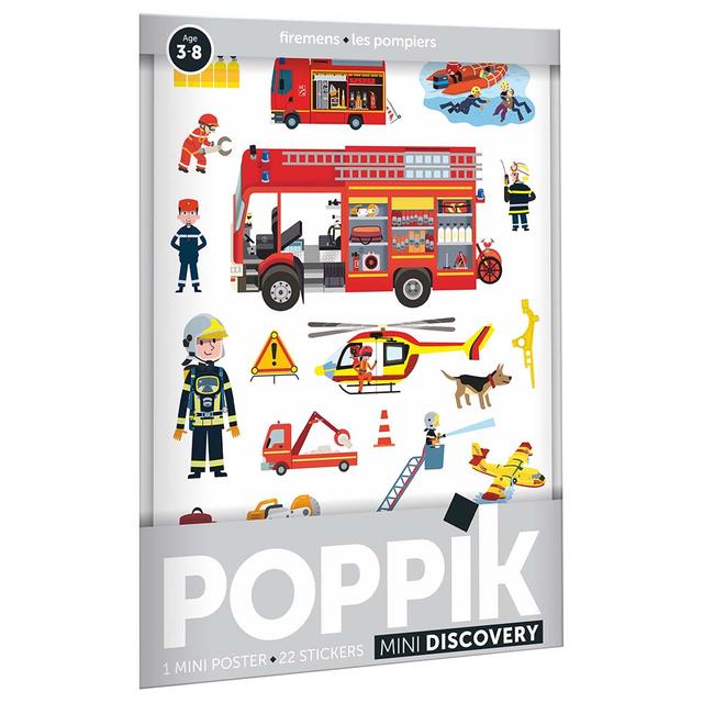 Poppik - Mini Sticker Poster - Firefighters +22 Stickers