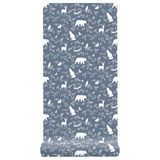 Paper Crew - Forest Animals Wallpaper - Blue