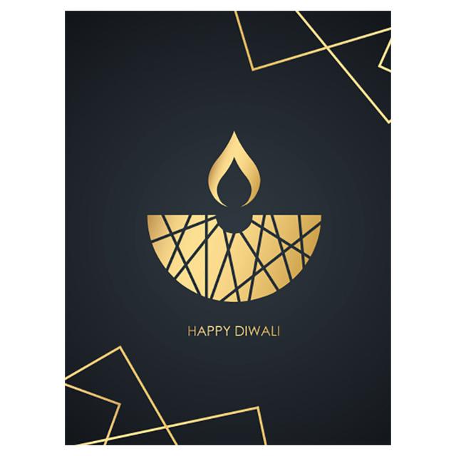 Pinak - Lamp Diwali A6 Card - Black & Gold