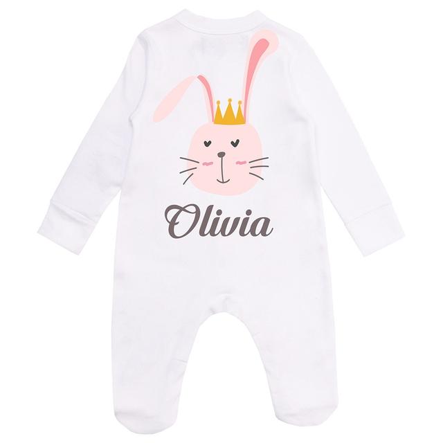 Mini Plum - Personalised Baby Sleepsuit Princess Bunny