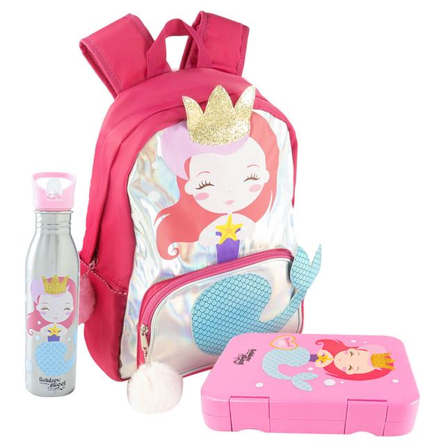 Rainbow Skool - Mermaid Set of 3 - Kids - Backpack, Lunchbox & Stainless Steel Water Bottle