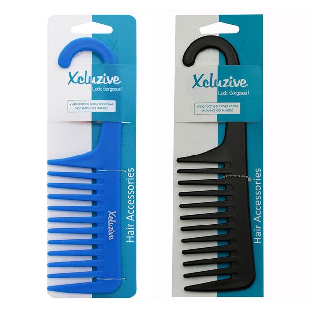 Xcluzive - Wide-Tooth Shower Comb With Hang-On Handle - Assorted