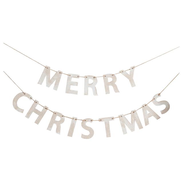 Ginger Ray - Rustic Wooden Merry Christmas Bunting - Gold