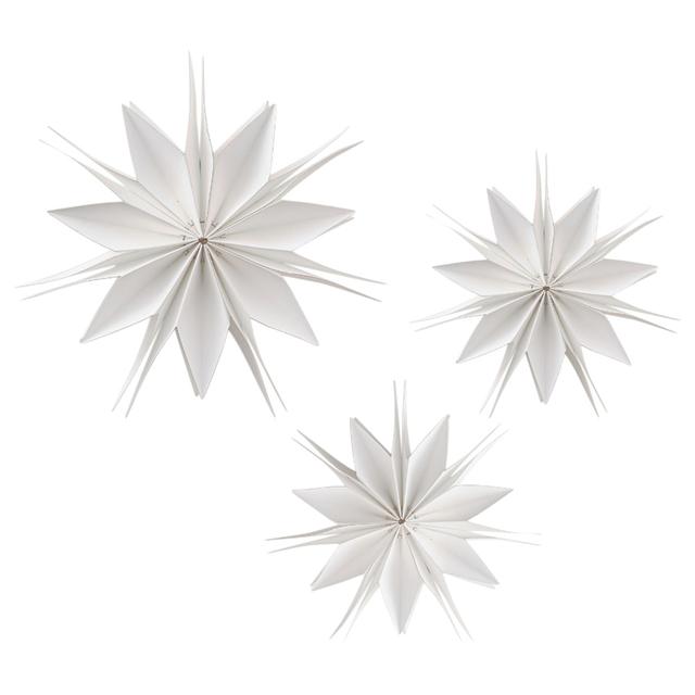 Ginger Ray - Paper Stars Hanging Decoration - 3pcs - White 