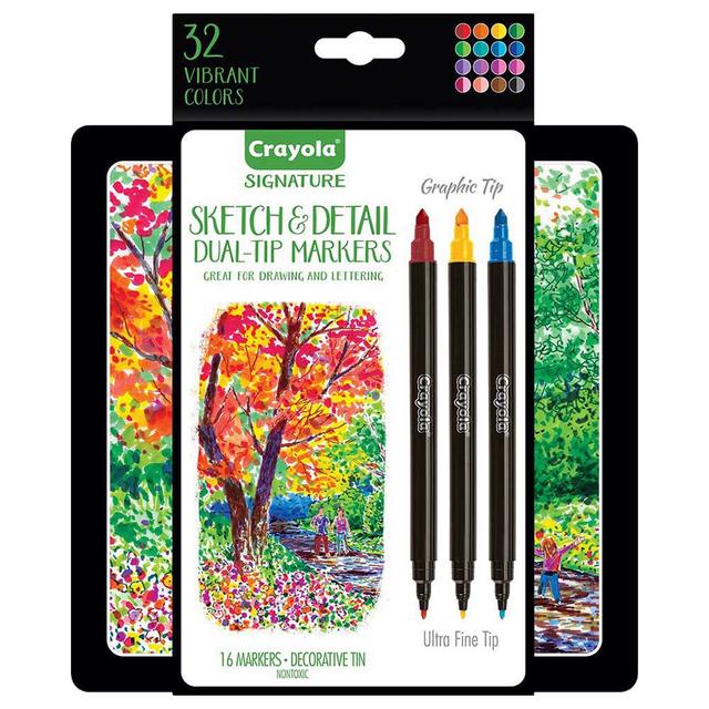 Crayola - Signature Sketch & Detail Dual Ended Markers - 16pcs