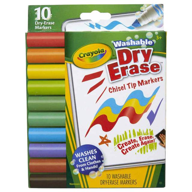 Crayola - Wedge Tip Dry-Erase Washable Markers - 10pcs