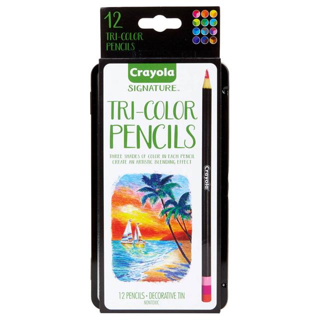 Crayola - Tri-Shade Colored Pencils w/ Decorative Tin - 12pcs