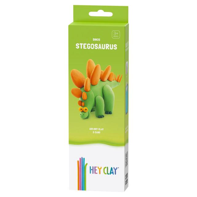 Hey Clay - DIY Stegosaurus Plastic Modelling Air Dry Clay Kit - 3pcs