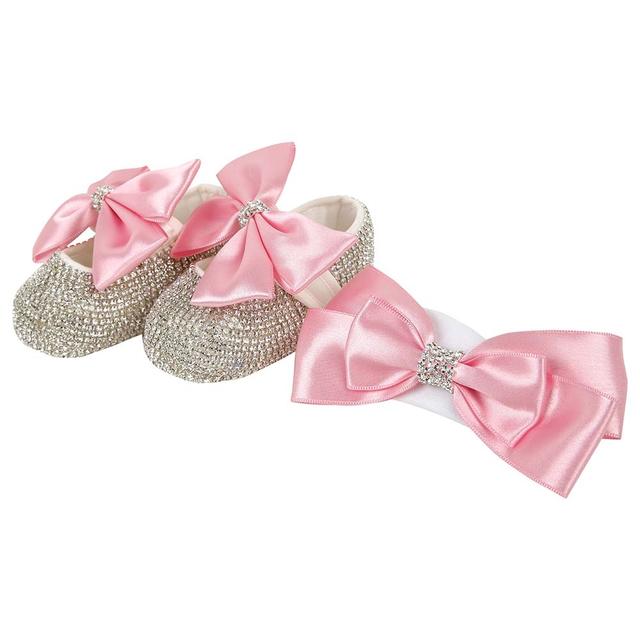 Mini Plum - Bling Shoes And Headband - Pink